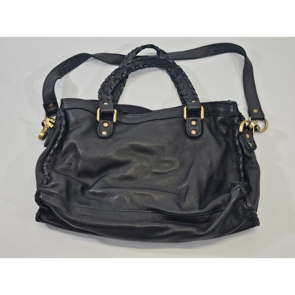 LM VINTAGE Carla Mancini Black‎ Leather Cowhide Shoulder Bag Purse Crossbody EUC - Picture 3 of 6